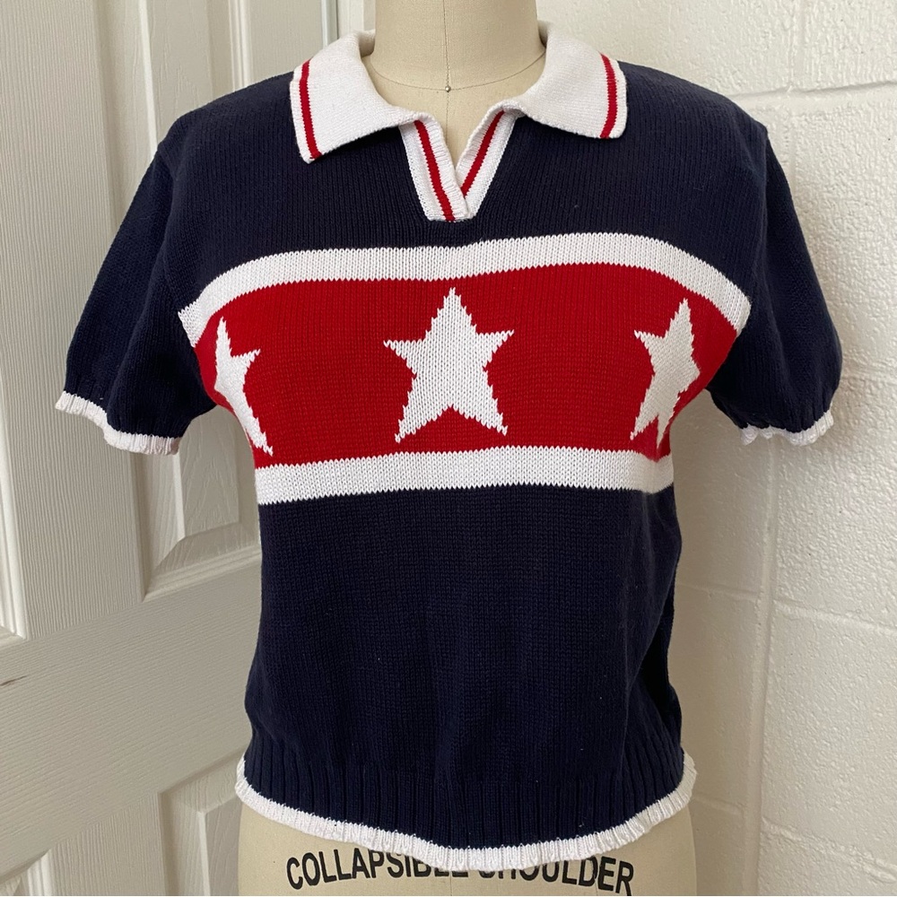 Liz Claiborne Lizsport Vintage Star Knitted Crop Top